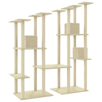 Kattenmeubel met sisal krabpalen 174 cm cr&egrave;mekleurig