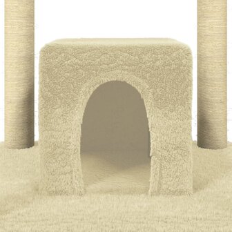 Kattenmeubel met sisal krabpalen 174 cm cr&egrave;mekleurig