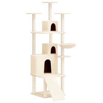Kattenmeubel met sisal krabpalen 175 cm cr&egrave;mekleurig