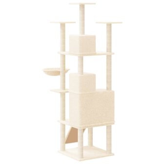 Kattenmeubel met sisal krabpalen 175 cm cr&egrave;mekleurig
