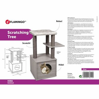 Flamingo Kattenmeubel Elias 57X40X84 Cm Grijs Zwart