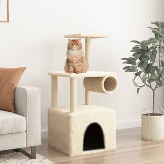 Kattenmeubel met sisal krabpalen 109,5 cm cr&egrave;mekleurig