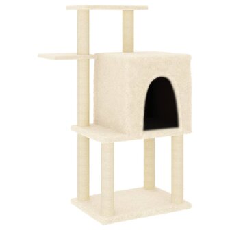 Kattenmeubel met sisal krabpalen 97 cm cr&egrave;mekleurig