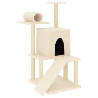 Kattenmeubel met sisal krabpalen 110,5 cm cr&egrave;mekleurig
