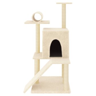 Kattenmeubel met sisal krabpalen 110,5 cm cr&egrave;mekleurig