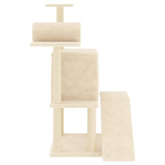 Kattenmeubel met sisal krabpalen 110,5 cm cr&egrave;mekleurig