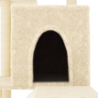Kattenmeubel met sisal krabpalen 110,5 cm cr&egrave;mekleurig