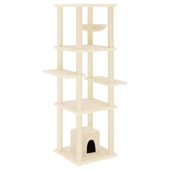 Kattenmeubel met sisal krabpalen 154 cm cr&egrave;mekleurig