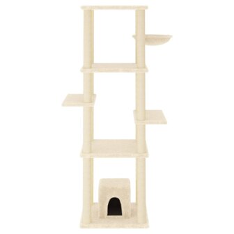 Kattenmeubel met sisal krabpalen 154 cm cr&egrave;mekleurig