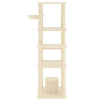Kattenmeubel met sisal krabpalen 154 cm cr&egrave;mekleurig
