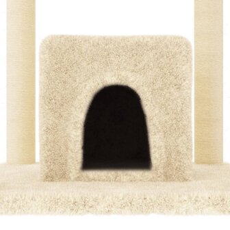 Kattenmeubel met sisal krabpalen 154 cm cr&egrave;mekleurig