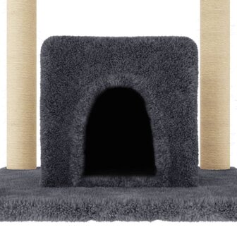 Kattenmeubel met sisal krabpalen 154 cm donkergrijs