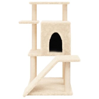 Kattenmeubel met sisal krabpalen 97 cm cr&egrave;mekleurig