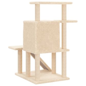 Kattenmeubel met sisal krabpalen 97 cm cr&egrave;mekleurig