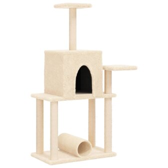 Kattenmeubel met sisal krabpalen 122 cm cr&egrave;mekleurig