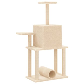 Kattenmeubel met sisal krabpalen 122 cm cr&egrave;mekleurig