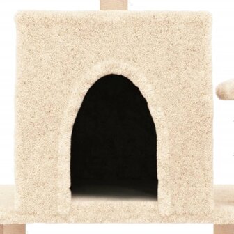 Kattenmeubel met sisal krabpalen 122 cm cr&egrave;mekleurig