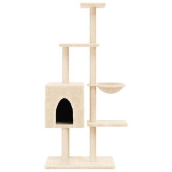 Kattenmeubel met sisal krabpalen 145 cm cr&egrave;mekleurig