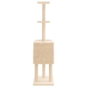 Kattenmeubel met sisal krabpalen 145 cm cr&egrave;mekleurig
