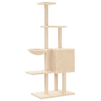 Kattenmeubel met sisal krabpalen 145 cm cr&egrave;mekleurig