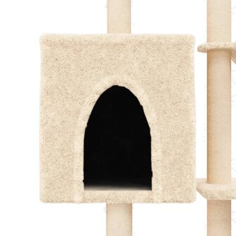 Kattenmeubel met sisal krabpalen 145 cm cr&egrave;mekleurig