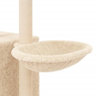 Kattenmeubel met sisal krabpalen 145 cm cr&egrave;mekleurig
