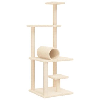 Kattenmeubel met sisal krabpalen 136 cm cr&egrave;mekleurig