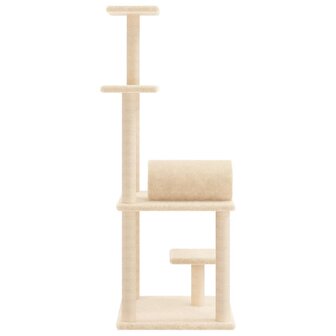 Kattenmeubel met sisal krabpalen 136 cm cr&egrave;mekleurig