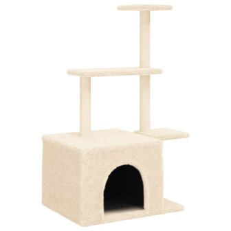 Kattenmeubel met sisal krabpalen 110 cm cr&egrave;mekleurig