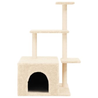 Kattenmeubel met sisal krabpalen 110 cm cr&egrave;mekleurig