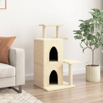 Kattenmeubel met sisal krabpalen 97 cm cr&egrave;mekleurig