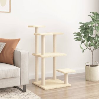Krabpaal met platforms 98,5 cm cr&egrave;mekleurig