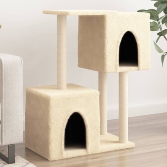 Kattenmeubel met sisal krabpalen 86 cm cr&egrave;mekleurig