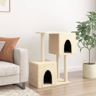 Kattenmeubel met sisal krabpalen 86 cm cr&egrave;mekleurig