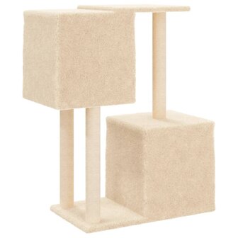 Kattenmeubel met sisal krabpalen 86 cm cr&egrave;mekleurig