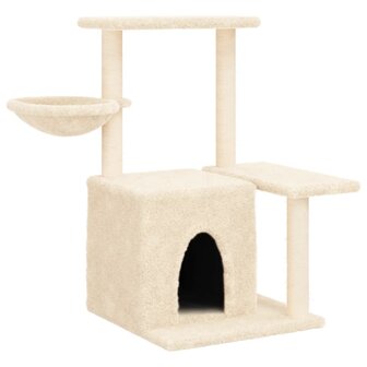Kattenmeubel met sisal krabpalen 83 cm cr&egrave;mekleurig