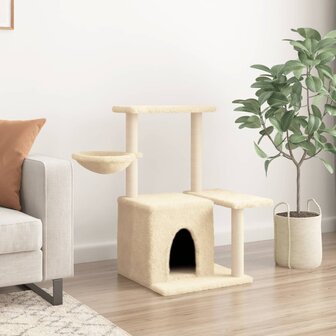 Kattenmeubel met sisal krabpalen 83 cm cr&egrave;mekleurig