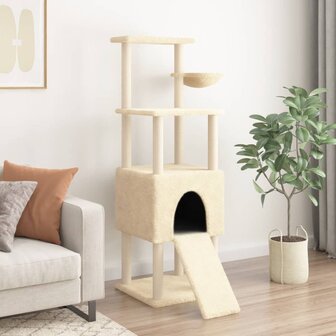 Kattenmeubel met sisal krabpalen 153 cm cr&egrave;mekleurig