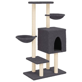 Kattenmeubel met sisal krabpalen 117 cm donkergrijs