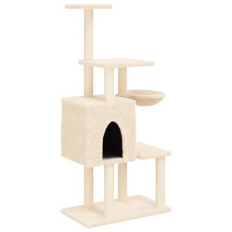 Kattenmeubel met sisal krabpalen 131 cm cr&egrave;mekleurig