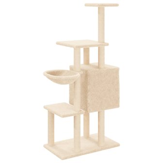 Kattenmeubel met sisal krabpalen 131 cm cr&egrave;mekleurig