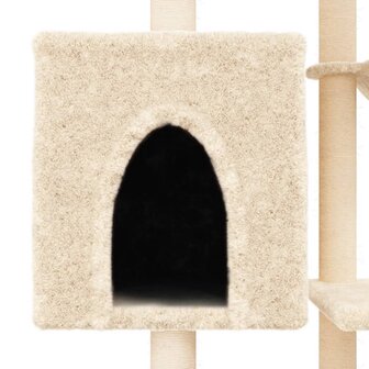 Kattenmeubel met sisal krabpalen 131 cm cr&egrave;mekleurig
