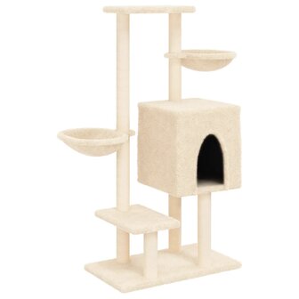 Kattenmeubel met sisal krabpalen 117 cm cr&egrave;mekleurig