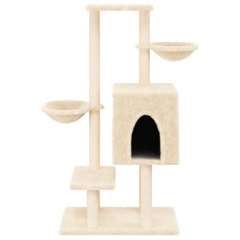 Kattenmeubel met sisal krabpalen 117 cm cr&egrave;mekleurig