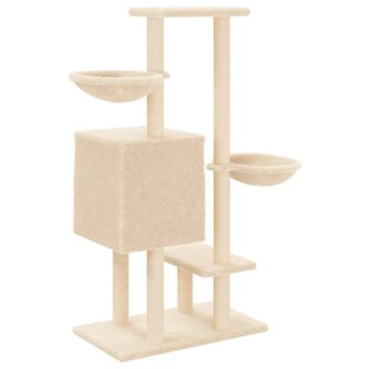 Kattenmeubel met sisal krabpalen 117 cm cr&egrave;mekleurig