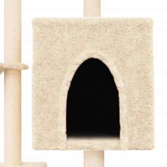 Kattenmeubel met sisal krabpalen 117 cm cr&egrave;mekleurig
