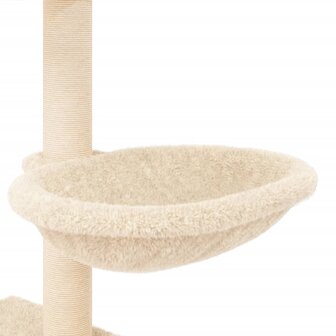 Kattenmeubel met sisal krabpalen 117 cm cr&egrave;mekleurig