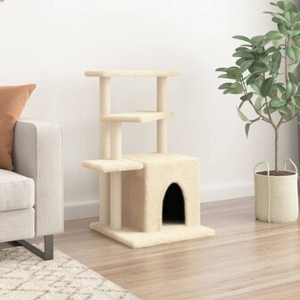 Kattenmeubel met sisal krabpalen 83,5 cm cr&egrave;mekleurig