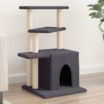 Kattenmeubel met sisal krabpalen 83,5 cm donkergrijs