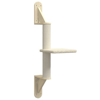 Kattenmeubel wandgemonteerd met krabpaal 85,5 cm cr&egrave;mekleurig